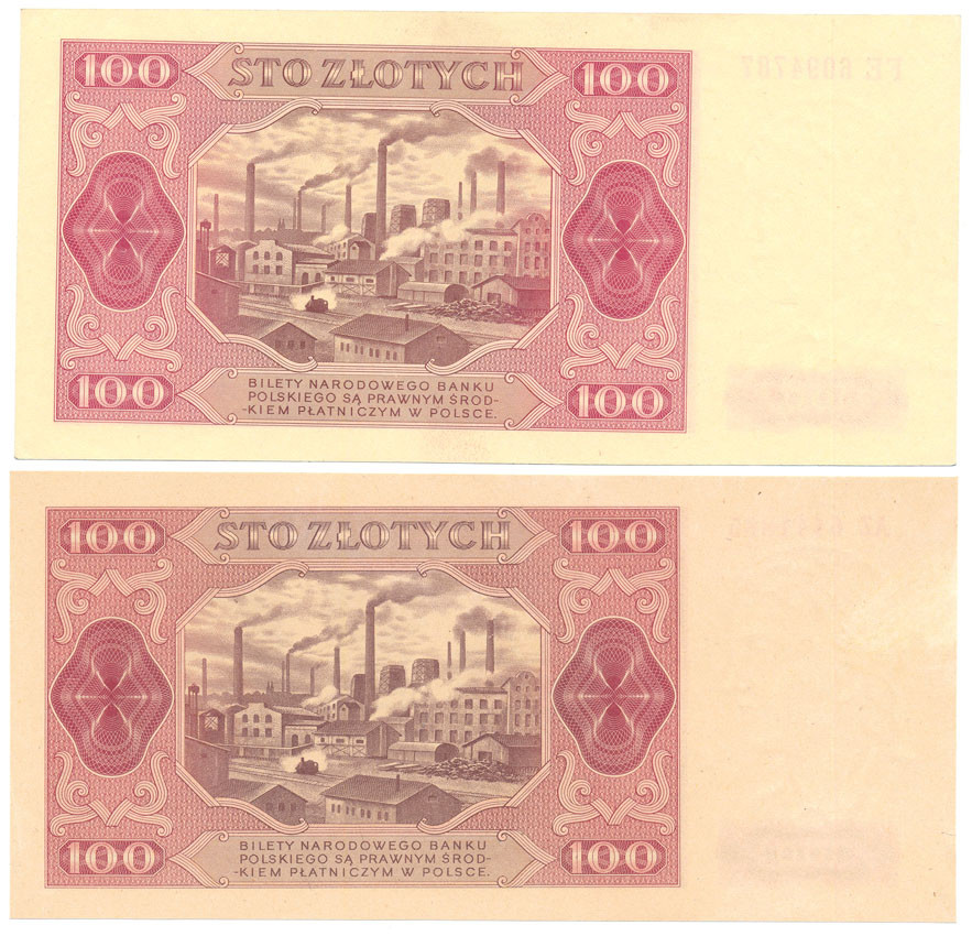 100 złotych 1948 seria AZ i FE, zestaw 2 sztuk - Piękne
